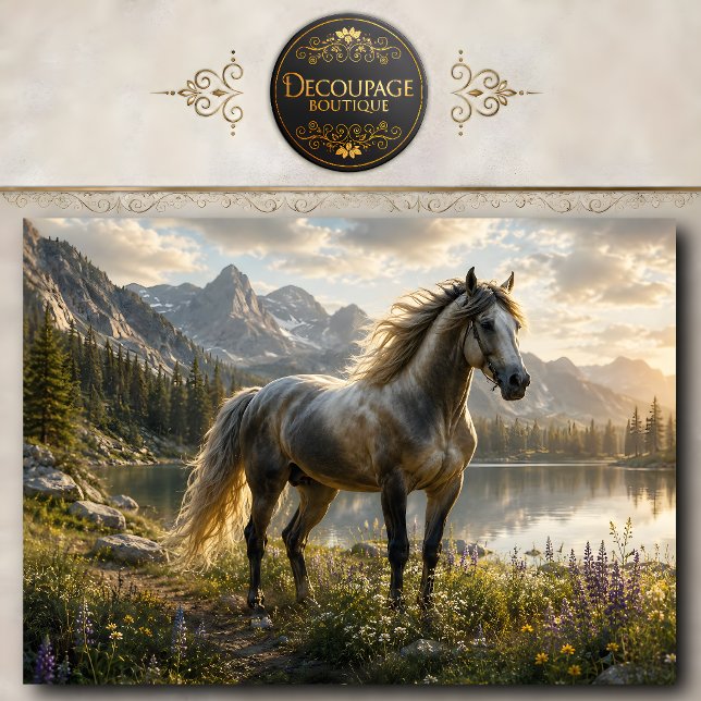 Bergsee-Pferdemalerei Seidenpapier (Mountain Lake Horse Painting Tissue Paper)