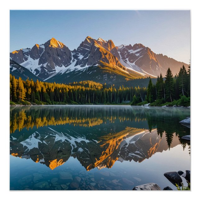 Bergsee-Reflektionsposter Poster (Vorderseite)