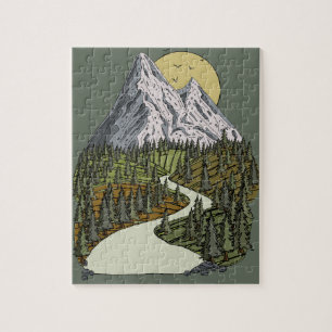 Bergsee Ruhe: Sonnenuntergang erwartet Puzzle