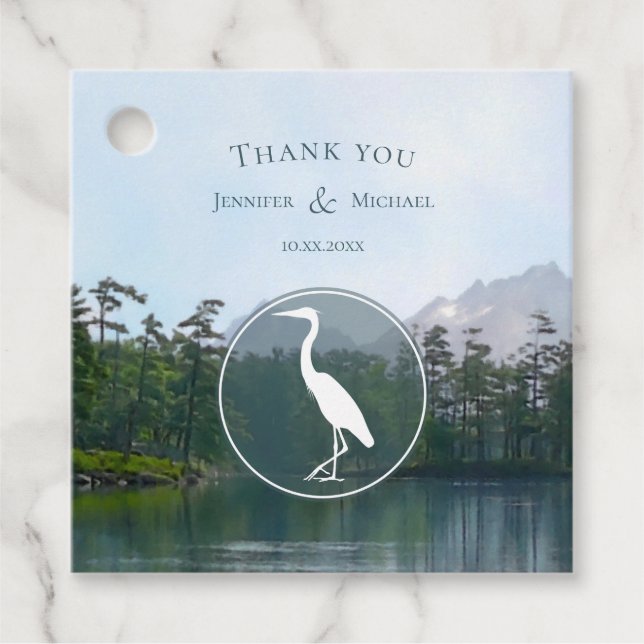 Bergsee Rustikale Hochzeit Geschenkanhänger (Vorderseite)