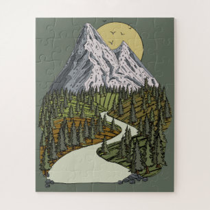 Bergsee Serenity: Sonnenuntergang-Abenteuer wartet Puzzle