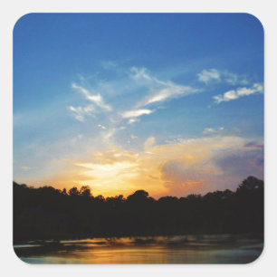 Bergsee-Sonnenuntergang Quadratischer Aufkleber