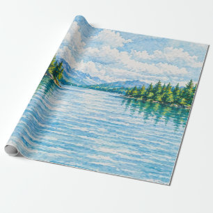 Bergsee-Waldlandschaft Geschenkpapier
