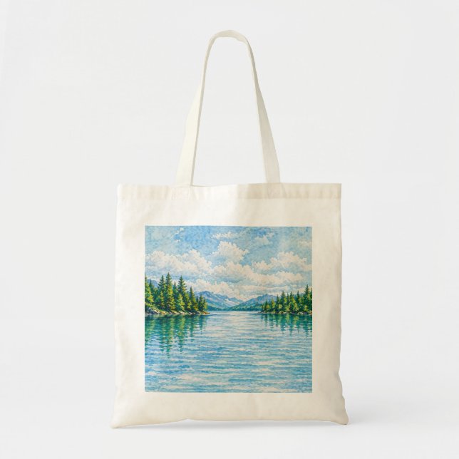 Bergsee-Waldlandschaft Tragetasche (Vorne)
