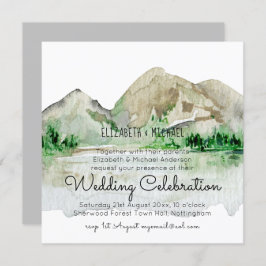 Bergsee Wasserfarbener See Einladung zur Hochzeit