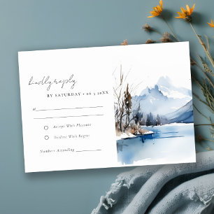 Bergsee Winterlandschaft Hochzeitsempfang RSVP Karte
