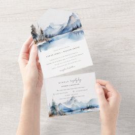 Bergsee Winterschnee Landschaft Hochzeit All In One Einladung