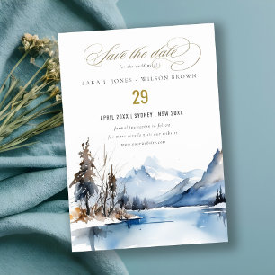 Bergsee Winterschnee Landschaft Hochzeit Save The Date