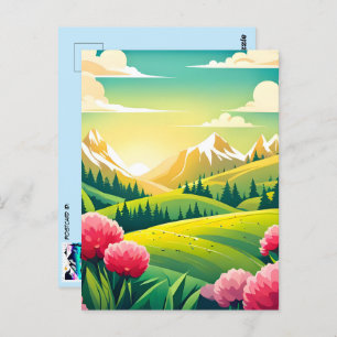 Bergsicht, Bahnübergang Postkarte