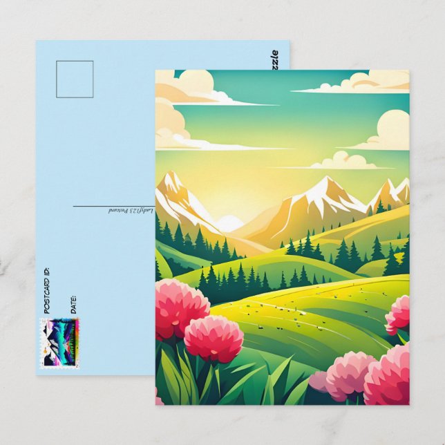 Bergsicht, Bahnübergang Postkarte (Vorne/Hinten)