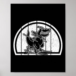 Bergskifahren Dinosaurier Skifahrer Dino Ski Skifa Poster