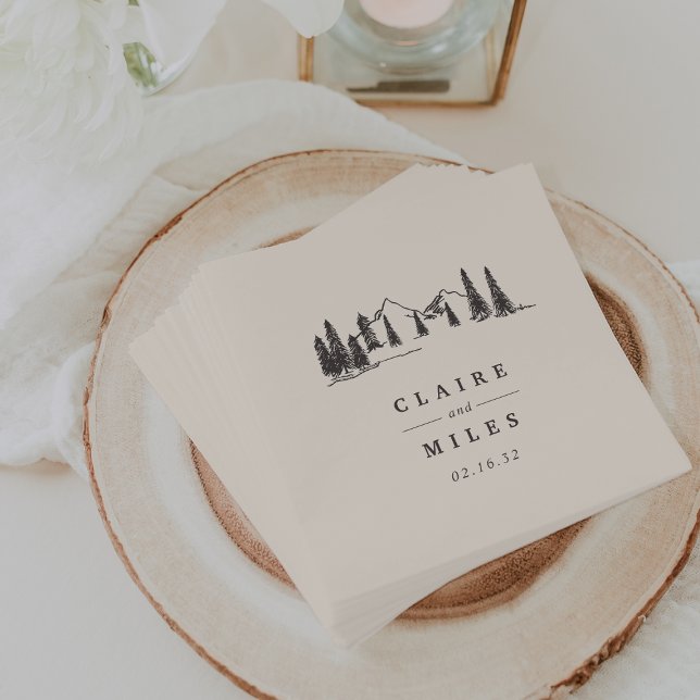 Bergskizze | Personalisierte Hochzeit Serviette (Von Creator hochgeladen)