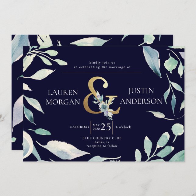 Bergsommer Blumengold Ampere und Hochzeit Einladung (Vorne/Hinten)