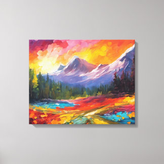 Bergsonnenaufgang Farbige Impressionistische Kunst Leinwanddruck