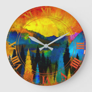 Bergsonnenuntergang große wanduhr