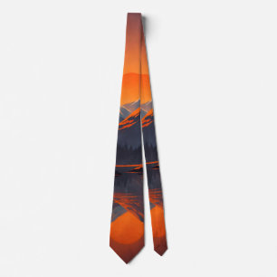 Bergsonnenuntergang Reflexion Feuerorange Himmel Krawatte
