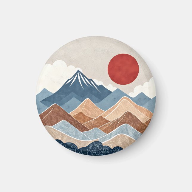 Bergsonnenuntergangs-Schönheit Magnet (Vorne)