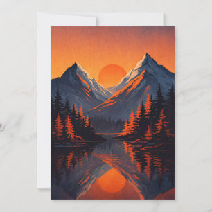 Bergsonnenuntergangsreflexion Feuerorange Himmel  Einladung