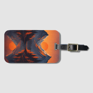 Bergsonnenuntergangsreflexion Feuerorange Himmel  Gepäckanhänger
