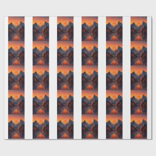 Bergsonnenuntergangsreflexion Feuerorange Himmel Geschenkpapier