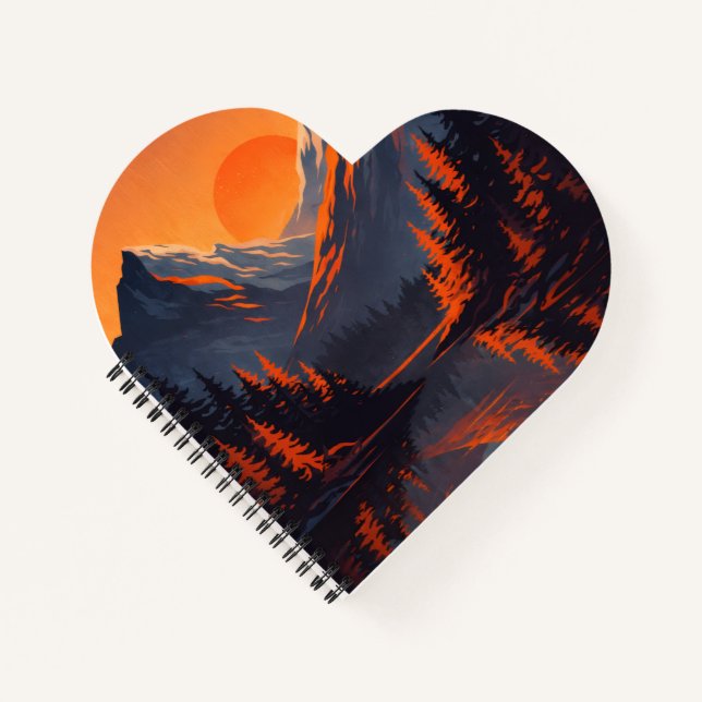 Bergsonnenuntergangsreflexion Feuerorange Himmel  Notizbuch (Vorderseite)
