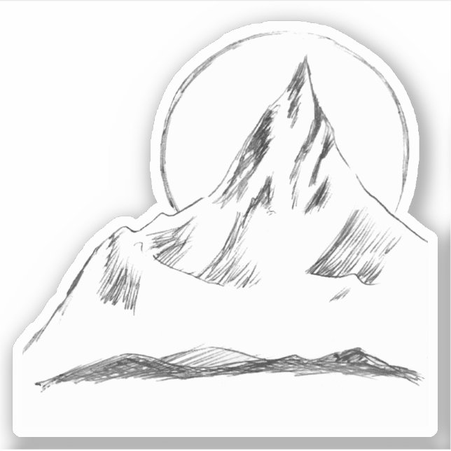 Bergspitzen-Sketch Aufkleber (Vorderseite)
