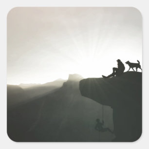 Bergsteigen Yosemite Motivation und Spaß Quadratischer Aufkleber