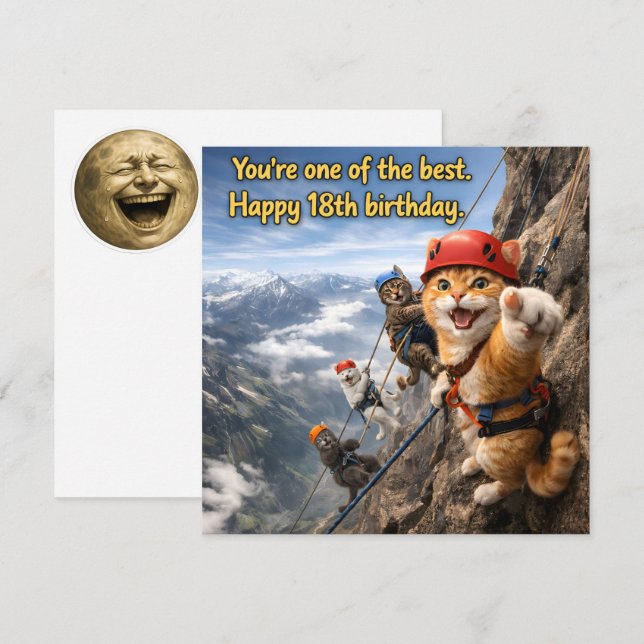 Bergsteigende Katzen zum 18. Geburtstag  (Vorne/Hinten)