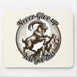 Bergsteigende Ziege Steinbock Nie Aufgeben Mousepad