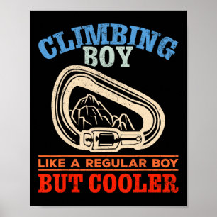 Bergsteigender Junge klettert Wand Bouldering Fels Poster