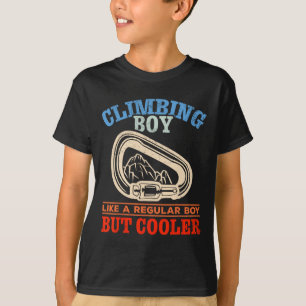 Bergsteigender Junge klettert Wand Bouldering Fels T-Shirt