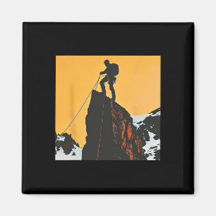 Bergsteiger auf einer Gipfelsilhouette  Magnet