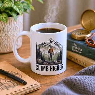 Bergsteiger Klettert Höher Kaffeetasse