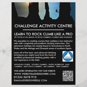 Bergsteiger-Silhouette, Wandern und Kletter-Anzeig Flyer