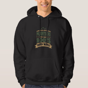 Bergsteiger Stiefel legen und wandern, Berg Hoodie