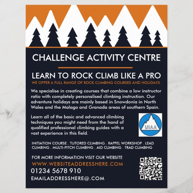 Bergsteiger, Wandern und Klettern, Abenteuer Flyer (Vorne)