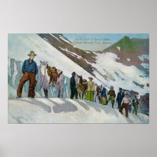 Bergsteiger zu Fuß des Sperry Glacier Poster