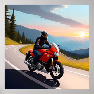 Bergstraßen-Motorradszene für Fahrer Poster