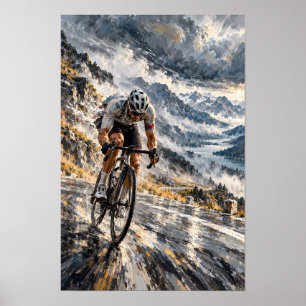 Bergstraßen-Radfahren dramatische alpine Landschaf Poster