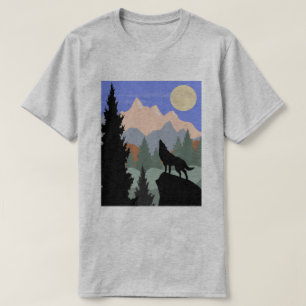 Bergszene Heulender Wolf T-Shirt