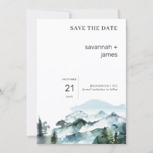 Bergszene Hochzeit speichert die Datumskarte Einladung