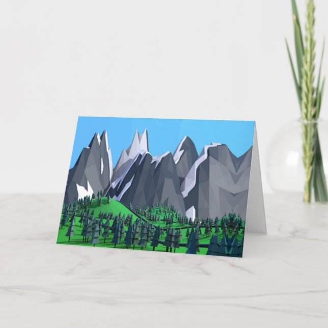 Bergszene mit Schnee Feiertagskarte (Vorderseite)