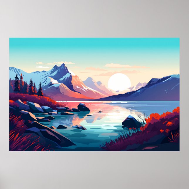 Bergtal Landschaft Landschaft Landschaft Landschaf Poster (Vorne)