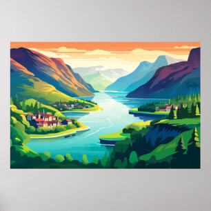 Bergtal Landschaftsbild Poster