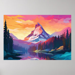 Bergtal Landschaftsbild Poster