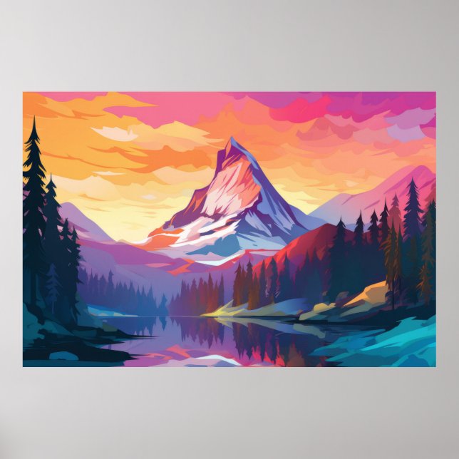 Bergtal Landschaftsbild Poster (Vorne)