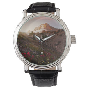 Bergtal-Sonnenuntergang-Aquarell Armbanduhr