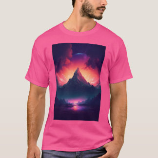 Bergträumlandschaft Synthwave Ruhe in der Natur T-Shirt