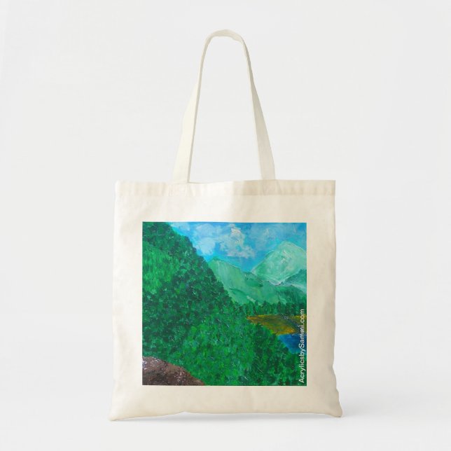 Bergübersicht Leinwand Tasche Einkaufstasche (Vorne)