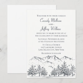 Bergwald Hochzeit Schwarz-weißes Land rustikal Einladung